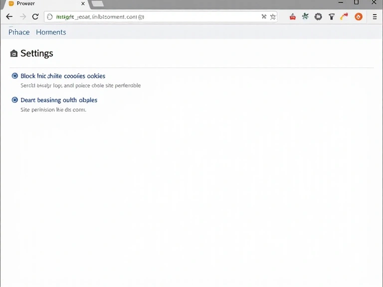 Browser settings interface for managing cookies