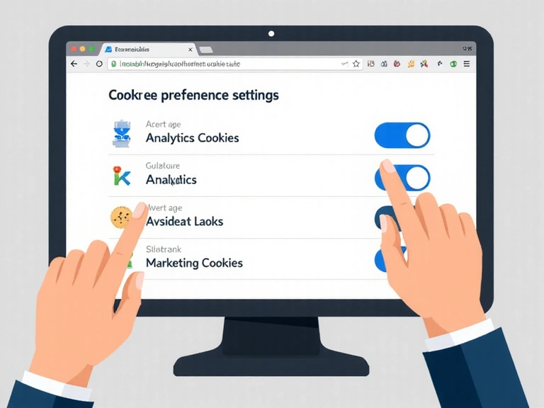 Person managing cookie preferences on a computer screen